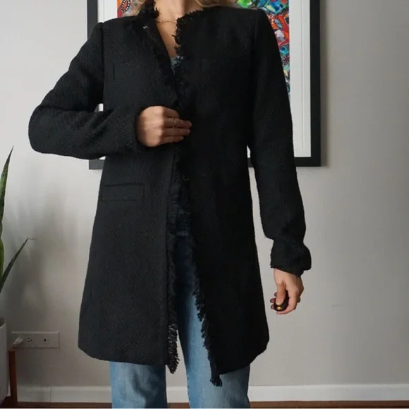 Black Tweed Jacket Size US 4 - Picture 6 of 9